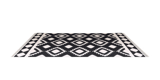 White Black texture Floor Rug