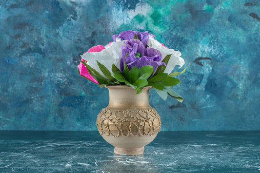 Skin Flower Vase With Artificial MultiColor Flowers