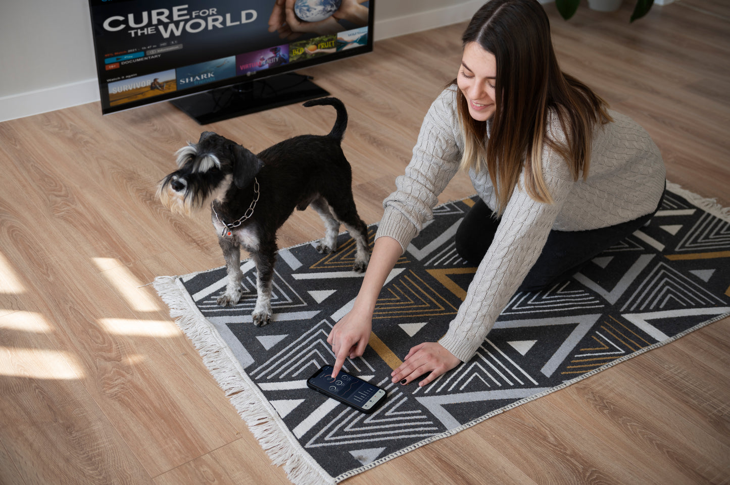 Black White Texture Floor Mat